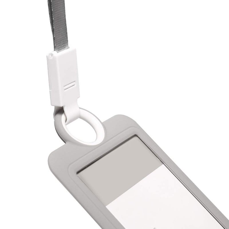 HiCycle2 Badge Holder ID Silicon Card Holder Vertical with Lanyard Neck Strap Heavy Duty ID Card Business Card Offices Supplies (Gray) - Image 5